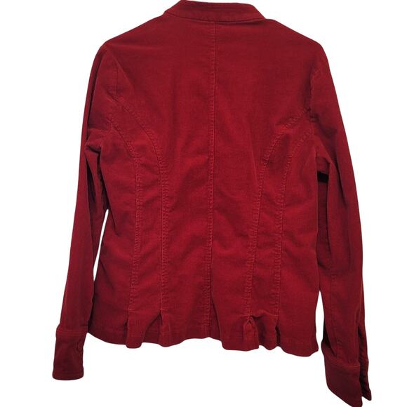 Christopher & Banks Red Button-Up Blazer Jacket Large Stretch Cotton Corduroy - Picture 2 of 7